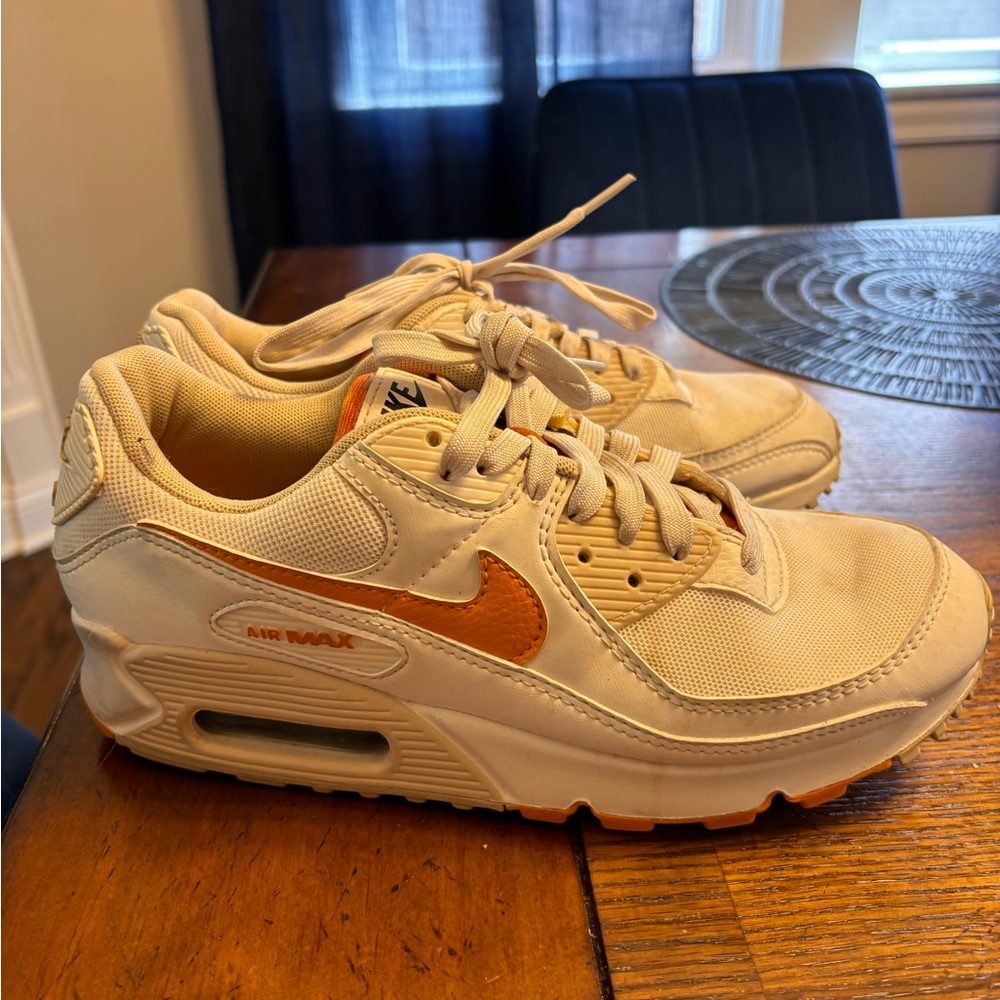 White with gold swoosh air max 90s women’s size 9